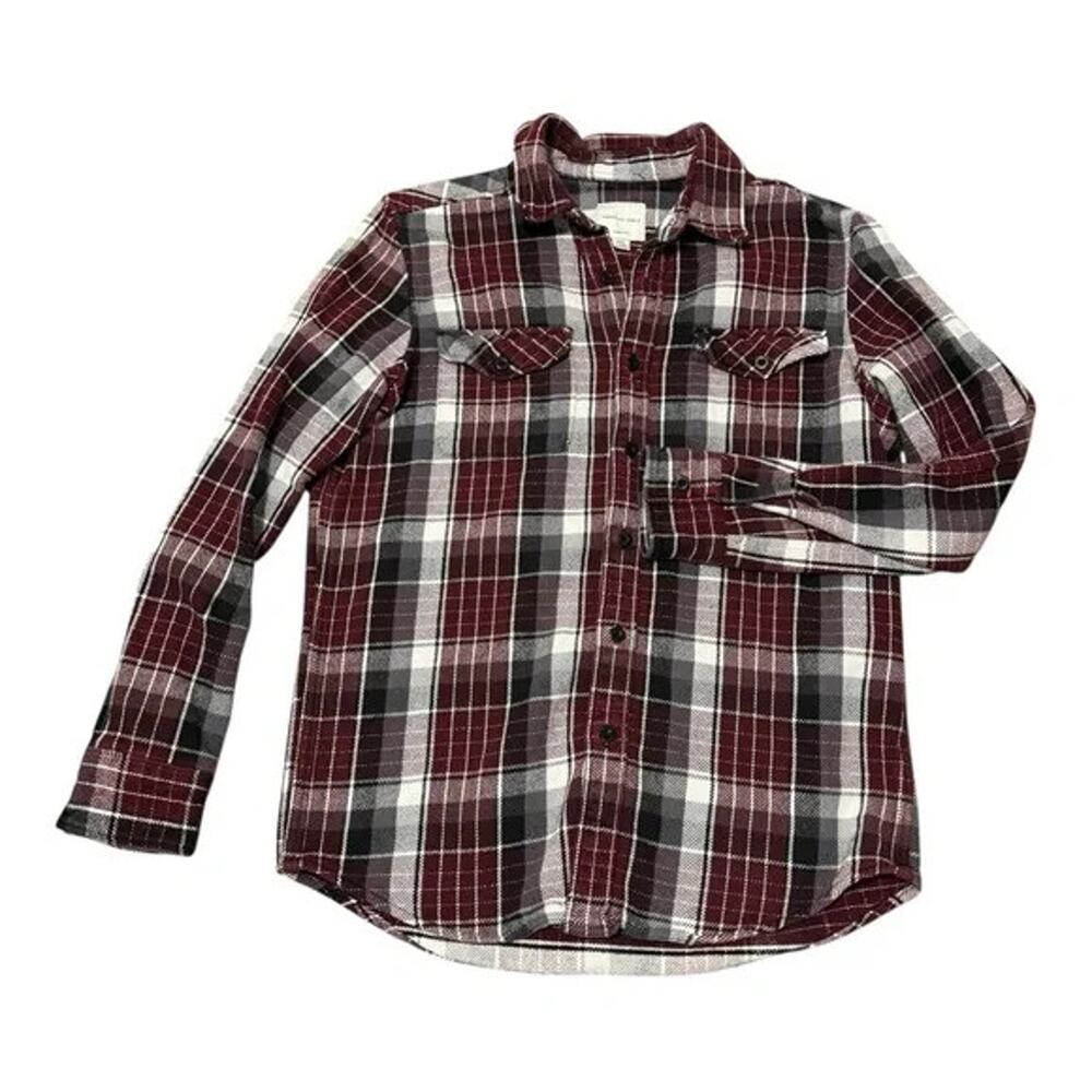 American Eagle Outfitters Red and White Plaid Casual Button Shirt Men’s Medium